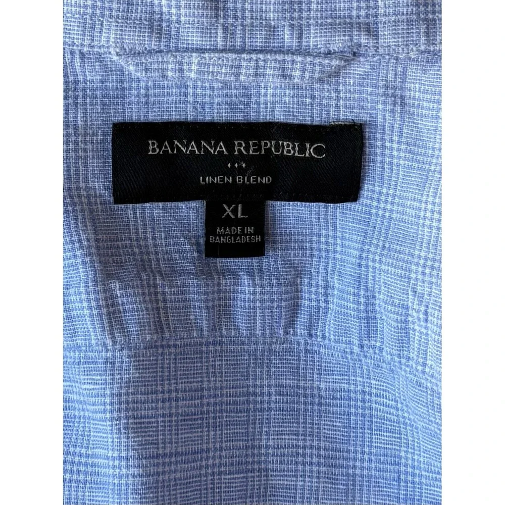 Banana Republic Light Blue Linen Blend Dress Shirt‎ Men's XL Long Sleeve Formal